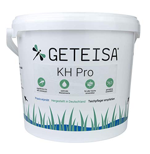 GETEISA KH Pro 5 kg - Teichpflegemittel zur Erhöhung der Karbonhärte, Stabilisiert Wasserwerte und pH-Wert, Optimiert Gartenteich und Schwimmteich, Ganzjährig Einsetzbar, Made in Germany von GETEISA