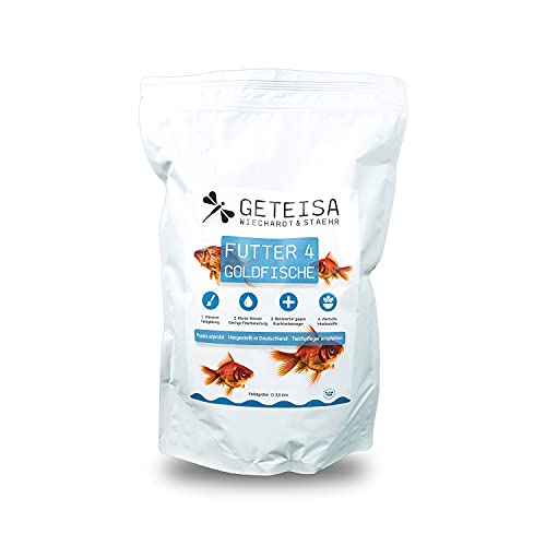 GETEISA Premium Goldfischfutter 1 kg - Hochwertige 2,5mm Teichpellets für Goldfische, Reich an Isländischem Fischmehl, Spirulina & Astaxanthin, Förderung von Farbe & Gesundheit, Made in Germany von GETEISA