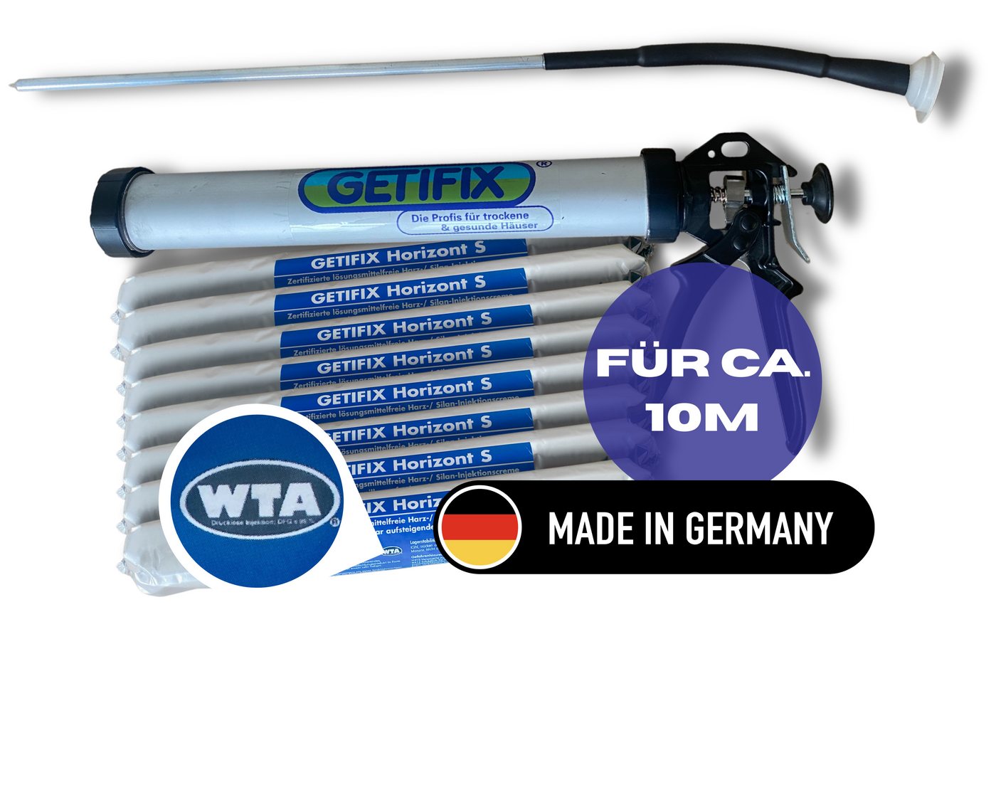 GETIFIX Dichtstoff GETIFIX Horizontalsperre Einsteiger Set, Neu, Gebrauchsfertig, (8-tlg), Leicht in der Anwendung, Renovierungsset für 5m oder 10m von GETIFIX