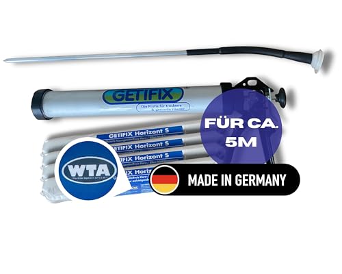 GETIFIX Horizontalsperre Creme 4x600ml + Handdruckspritze – Set gegen aufsteigende Feuchtigkeit im Mauerwerk – für 5m (36,5 cm Wanddicke) von GETIFIX