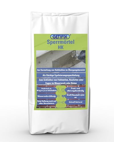 GETIFIX Sperrmörtel Hohlkehle 25 kg, zum Schließen von Fugen im Mauerwerken oder Beton, Fehlstellen oder Rautiefen von GETIFIX