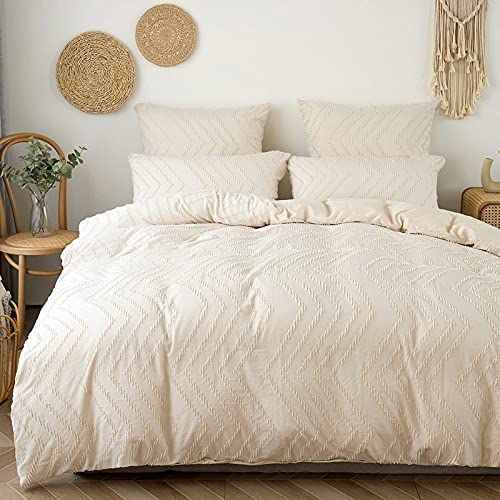 GETIYA Bettwäsche 200x220 Elegant Khaki Einfarbig Bettwäsche Damen Herren Doppelbett Exquisite Stickerei Bettbezug Wellen Muster Mikrofaser Bettwäsche Reißverschluss mit 2 Kissenbezüge 80x80 von GETIYA