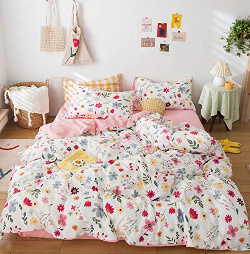 GETIYA Cartoon Bettwäsche 100x135 Mädchen Babybettwäsche Rosa Kinder Bettwäsche 100% Baumwolle Wendebettwäsche Buntes Blumen Bettwaesche Mädchen Deckenbezugmit Reißverschluss und Kissenbezug 40x60 von GETIYA