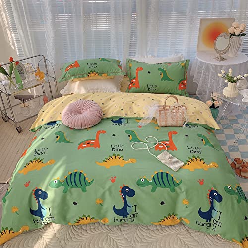 GETIYA Dino Bettwäsche 135x200 Jungen Kinder Bettwäsche Dinosaurier 100% Baumwolle Bettbezug Dino Muster Wendebettwäsche mit Reißverschluss Mädchen Bettwäsche mit Kissenbezug 80x80 von GETIYA