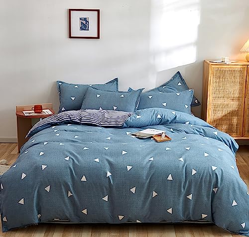 GETIYA Dreieck Muster Bettwäsche 135x200 4Teilig Blau Weiß Geometrische Bettwäsche Mikrofaser Herren Damen Bettbezug Set Doppelbett 2 Deckenbezug mit 2 Kissenbezug 80x80 von GETIYA