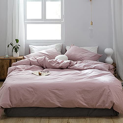 GETIYA Einfarbig Bettwäsche 135x200 Rosa Altrosa Bettwäsche 100% Baumwolle Bettwäsche Mädchen Damen Deckenbezug mit Reißverschluss und 1 Kissenbezug 80x80cm Einzelbett Bettwäsche von GETIYA