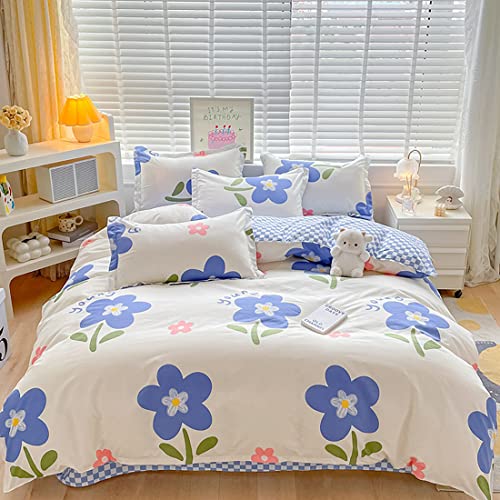 GETIYA Elegant Blumen Bettwäsche 135x200 Weiß Bettwäsche Mädchen Damen Blau Blumen Muster Bettbezug Einzelbett Kinder Bettwäsche Mikrofaser Blümchen Bettwäsche mit Kissenbezug 80x80 von GETIYA