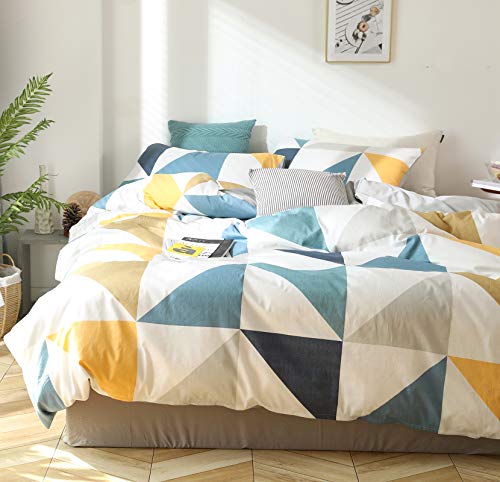 GETIYA Geometrische Kissenbezug 40x80 Blau Gelb Dreieck Muster Kissenbezug 2 Stück Wende Kopfkissenbezug 100% Baumwolle Kissenbezug 2er Set mit Reißverschluss von GETIYA