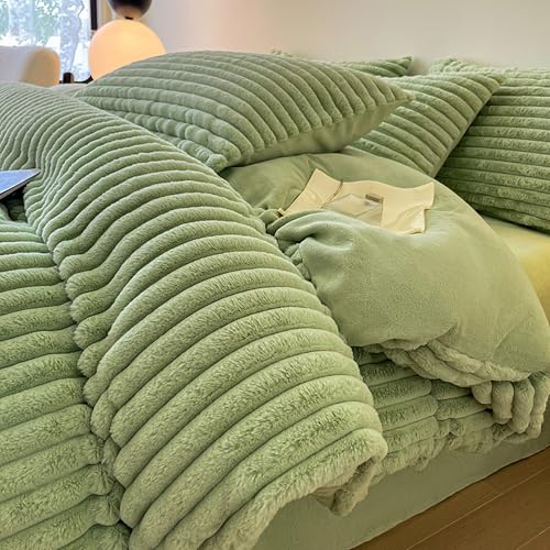 GETIYA Herren Damen Warm Bettwäsche 200x200 Grün Plüsch Bettwäsche Streifen Muster Langhaar Flanell Bettwäsche Winter Cashmere Touch Plüsch Bettbezug Doppelbett mit 2X Kissenbezug 80x80 GETIYA Herren Damen Warm Bettwäsche 200x200 Grün Plüsch Bettwäsche Streifen Muster Langhaar Flanell Bettwäsche Winter Cashmere Touch Plüsch Bettbezug Doppelbett mit 2X Kissenbezug 80x80 von GETIYA