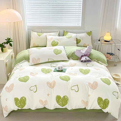 GETIYA Mädchen Damen Bettwäsche 135x200 4teilig Elegant Herzmuster Bettwäsche Herz Herzen Muster Bettbezug Mikrofaser Weiß Grün Wendebettwäsche Doppelbett mit 2 Kissenbezug 80x80 GETIYA Mädchen Damen Bettwäsche 135x200 4teilig Elegant Herzmuster Bettwäsche Herz Herzen Muster Bettbezug Mikrofaser Weiß Grün Wendebettwäsche Doppelbett mit 2 Kissenbezug 80x80 von GETIYA