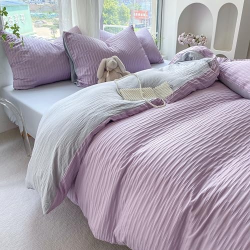 GETIYA Romantisch Hellviolett Bettwäsche 200x220 Weich Seersucker Bettwäsche Lila Violett Unifarben Bettbezug Doppelbett Herren Damen Bettwäsche Microfaser mit 2 Kissenbezug 80x80 GETIYA Romantisch Hellviolett Bettwäsche 200x220 Weich Seersucker Bettwäsche Lila Violett Unifarben Bettbezug Doppelbett Herren Damen Bettwäsche Microfaser mit 2 Kissenbezug 80x80 von GETIYA