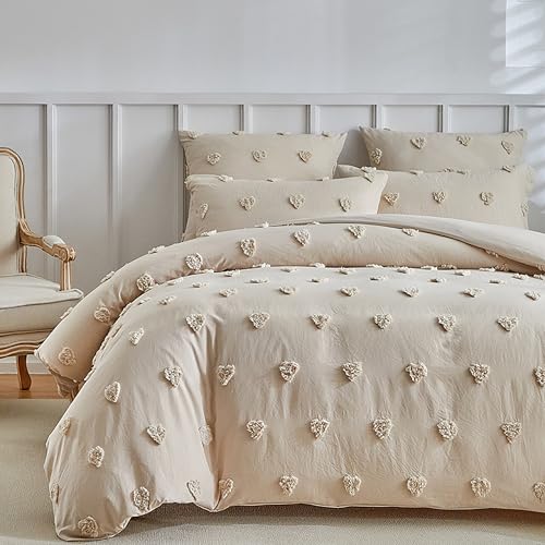 GETIYA Romantisch Herren Damen Bettwäsche 220x240 Mikrofaser Bettbezug Herzen Herzmuster Bettwäsche Beige Exquisite Getuftet Deckenbezug Doppelbett mit Reißverschluss und 2 Kissenbezug 80x80 GETIYA Romantisch Herren Damen Bettwäsche 220x240 Mikrofaser Bettbezug Herzen Herzmuster Bettwäsche Beige Exquisite Getuftet Deckenbezug Doppelbett mit Reißverschluss und 2 Kissenbezug 80x80 von GETIYA