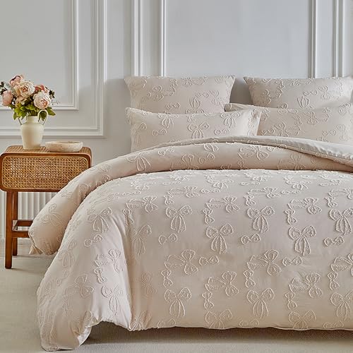 GETIYA Romantisch Schleifen Muster Bettwäsche 200x200 Mikrofaser Bettwäsche Damen Mädchen Beige Getuftet Bettbezug Schleife-Muster Deckenbezug Doppelbett mit 2 Kissenbezug 80x80 GETIYA Romantisch Schleifen Muster Bettwäsche 200x200 Mikrofaser Bettwäsche Damen Mädchen Beige Getuftet Bettbezug Schleife-Muster Deckenbezug Doppelbett mit 2 Kissenbezug 80x80 von GETIYA