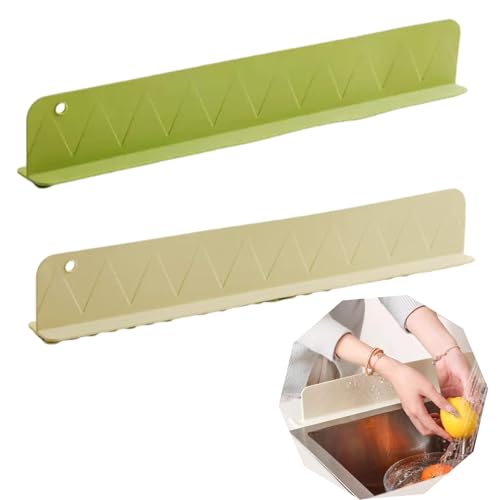 2 Stück Silikon-Spritzschutz für Spüle, Wasserspritzschutz, Küchenspüle, Spritzschutz, 40 cm mit Saugnäpfen, 2 Stück (grün + beige), flexible und wiederverwendbare Wassersperre für Küche und Bad von GETJOY