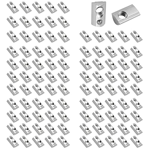 GETLITOOL 100x Nutensteine mit Zentrierung Kugel M6 Nutmuttern, Aluprofil 3030 Nut 8 einschwenkbar Hammermutter mit Kugel schwer Typ I, Stahl verzinkt für Euro-Standard 3030 3060 Aluminium Profilen von GETLITOOL