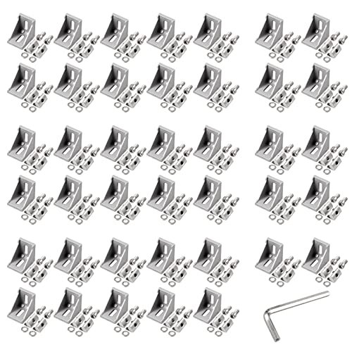 GETLITOOL 40x Befestigungsmaterial Winkel, Aluprofil 30x30 Nut 8 Aluminium Winkelverbinder Eckwinkel Eckverbinder mit 80pcs Nutenstein mit Feder, 36x36x29mm, für Strebenprofil 3D-Drucker, DIY-Projekt von GETLITOOL