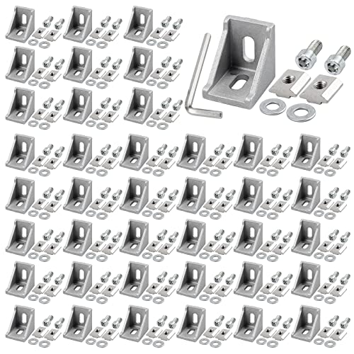 GETLITOOL 40x Befestigungsmaterial Winkel, Aluprofile 30x30 Nut 8 Aluminium Winkelverbinder Eckverbinder Aluwinkel für 8mm Nutbreite Streben, Stangenprofile 3D-Drucker, CNC-Fräsen, DIY-Projekte von GETLITOOL