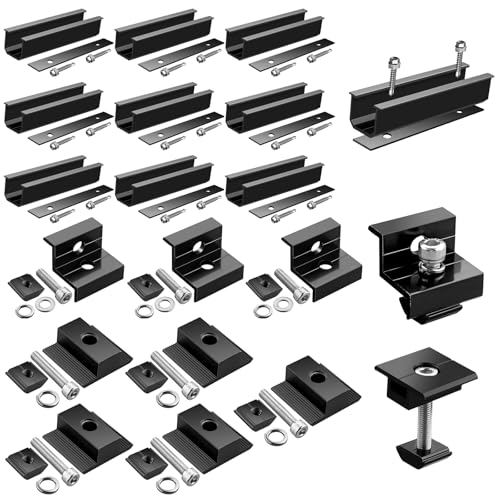 GETLITOOL Solarmodul Halterung, PV Halterung Montageset zur Montage 4 Module-12cm Alu Schiene, Verstellbare Klemme für 30-35MM Module, Solarpanel Halterung Flachdach Trapezblech Ziegeldach| Schwarz GETLITOOL Solarmodul Halterung, PV Halterung Montageset zur Montage 4 Module-12cm Alu Schiene, Verstellbare Klemme für 30-35MM Module, Solarpanel Halterung Flachdach Trapezblech Ziegeldach| Schwarz von GETLITOOL