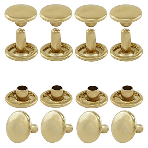 GETMORE Parts Hohlnieten Doppelkopf, Doppelhohlnieten, Doppel-Niet, Stahl, zweiteilig - ab 100 Stück, Gold, 6 mm von GETMORE Parts