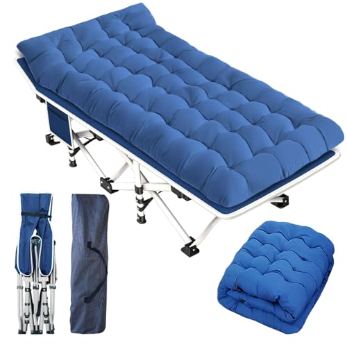 GETOVIN Campingbett mit Komfortabler Matratze Kinderbetten zum Schlafen Einfach aufzubauen Stabiles Campingbett Klappbett Gästebett mit Tragetasche für Erwachsene Indoor Outdoor von GETOVIN