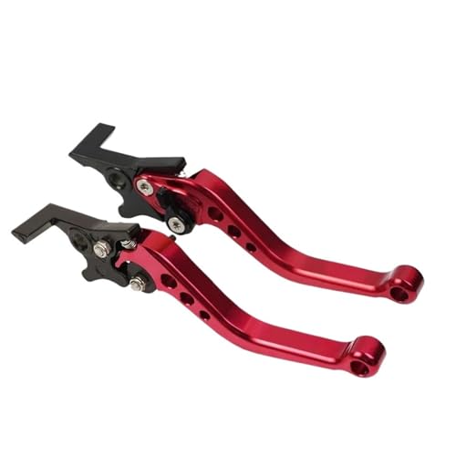Motorrad Bremskupplungshebel Doppelscheibenbremshebel Verstellbar 6 X Universeller Motorrad-Handhebel Kupplung Bremshebel(Red Short) von GETPZPZHMQ