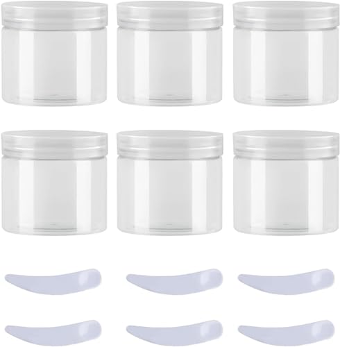 Kosmetikdosen aus Kunststoff, Leere Gläser, 6 Stück, 100 ml, Blaue Kunststoff-Cremedosen, Kosmetiktöpfe mit transparenten Deckeln, Behälter for Toilettenartikel (Farbe: Blauw, Größe: 200 ml) (Color : von GETREY