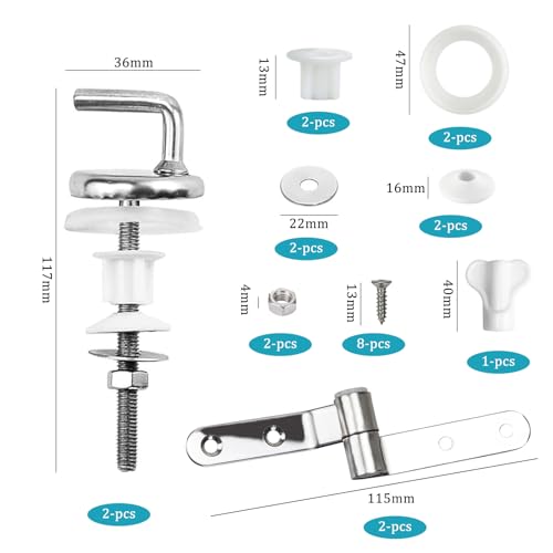 GETRICH WC Sitz Befestigung, 2 Stück Edelstahl WC Sitz Ersatzteile Universal Toilettendeckel Befestigung WC Befestigungsset Zubehör WC Sitz Scharniere für Toilettensitzschrauben GETRICH WC Sitz Befestigung, 2 Stück Edelstahl WC Sitz Ersatzteile Universal Toilettendeckel Befestigung WC Befestigungsset Zubehör WC Sitz Scharniere für Toilettensitzschrauben von GETRICH
