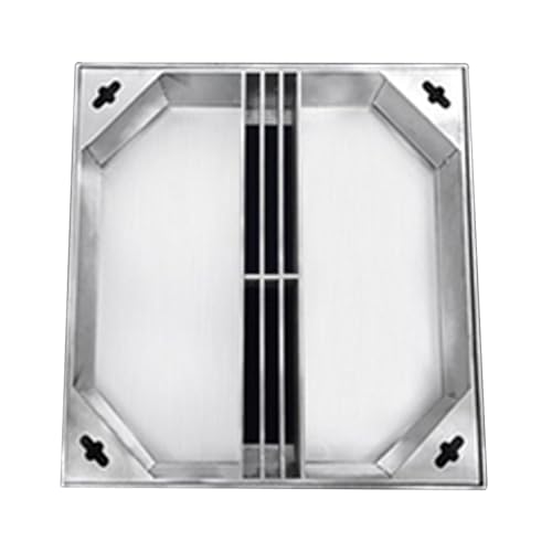 Eingebetteter Schachtdeckel aus Edelstahl, Abdeckrahmen mit Abflussöffnung, versenkter Klärgrubendeckel, robuster Abwasserrost, Inspektionsdeckel Metall for Hof, Gehweg(80x80x5cm) von GETSTREE