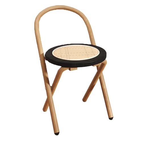 GETSTREE Klappbarer Barhocker, Klapphocker, tragbarer runder Stuhl mit Rückenlehne, Faltbarer Metallrahmen for Shop Cafe(Black) von GETSTREE