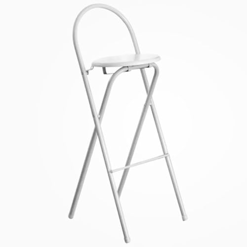 GETSTREE Klappbarer Barhocker, klappbarer hoher Barhocker mit Rückenlehne, tragbarer runder Klapphocker, klappbarer Metallhocker for die Küchentheke (weiß, 70 cm) von GETSTREE