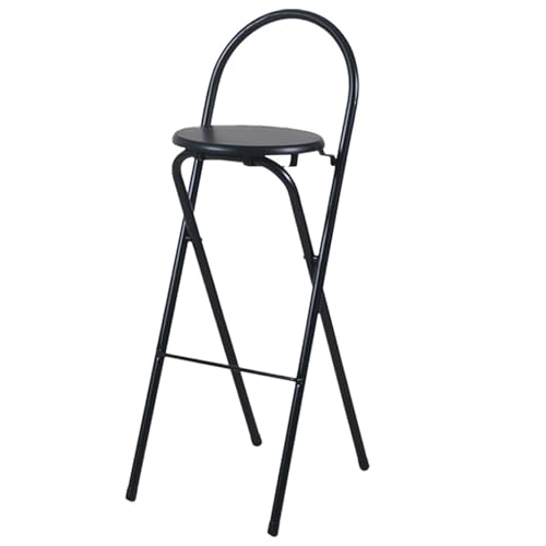 GETSTREE Klappbarer Barhocker, klappbarer hoher Hocker mit Rückenlehne, tragbarer runder Stuhl, faltbares Metall for die Küchentheke (schwarz, 70 cm) von GETSTREE