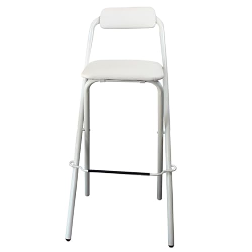 Klappbarer Barhocker, klappbarer hoher Hocker mit Rückenlehne, tragbarer gepolsterter Lederhocker for den Küchenbalkon (weiß, 70 cm) von GETSTREE
