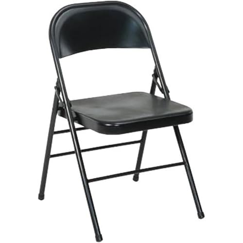 Klappbarer Barhocker, tragbarer gepolsterter Klapphocker aus Leder, Faltbarer Metallhocker for den Garten, 42 cm, Schwarz von GETSTREE