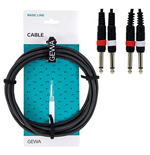 GEWA Twinkabel Basic Line 6m, schwarz, 2x 6,3 mm Monoklinke - 2x 6,3 mm Monoklinke, 190180 von GEWA
