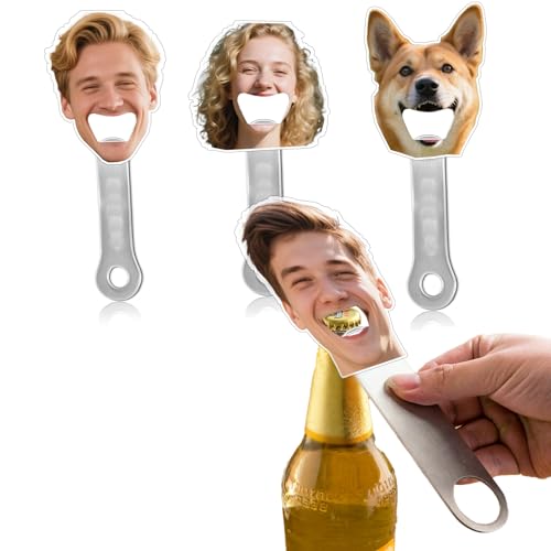 Personalisierter Flaschenöffner mit Foto - Edelstahl Bieröffner als Lustiges Geschenk für Männer, Vatertag & Partys von GEXAL