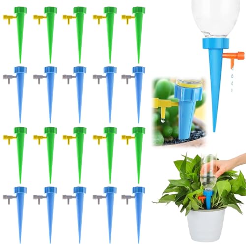 20 Stück Automatisch Bewässerung Set Bewässerungssystem Urlaub Bewässerungssystem Balkonbewässerung Urlaubsbewässerung für Pflanzen Langsam Entriegelbarem Steuerventil für Gärten Topfpflanzen von GEXINKEJI