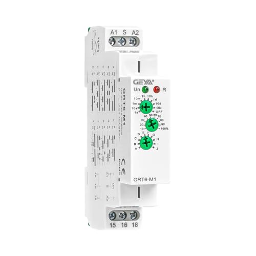 GEYA 10A Multifunktions-Zeitrelais 10 Funktionen Zeitverzögerungsrelais 1SPDT DIN-Schiene 0.1s-10 Tage(GRT6-M1, AC230V) von GEYA