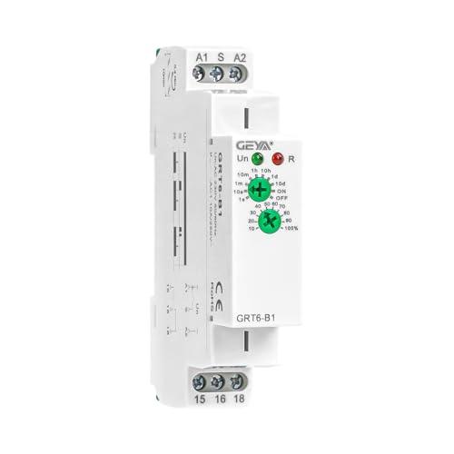 GEYA 10A Verzögerungs-AUS-Zeitrelais Elektronischer Typ Einstellbarer Verzögerungs-Timer 1NO1NC DIN-Schiene(GRT6-B1, AC230V) von GEYA