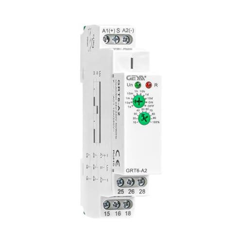 GEYA 10A Verzögerungsrelais Elektronischer Typ Einstellbarer Verzögerungs-Timer 2NO2NC DIN-Schiene(GRT6-A2,AC/DC 24V-240V) von GEYA