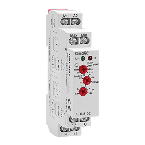 GEYA 2 oder 1 Stufen-Steuerungsmodi, 1Kontakte Flüssigkeits-Zeit-Steuerrelais Elektronische Flüssigkeitsstandskontrolle 10A (GRL8-02,AC/DC24V-240V) von GEYA