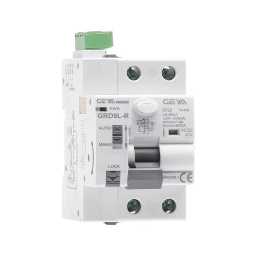 GEYA Automatische Wiedereinschaltvorrichtung Leistungsschalter 6KA ELCB Leistungsschalter RCCB RCD Wiedereinschalt-Leistungsschalter AC Typ Leistungsschalter (GRD9L-R AC220V+RCCB 2P-63A-30mA) von GEYA
