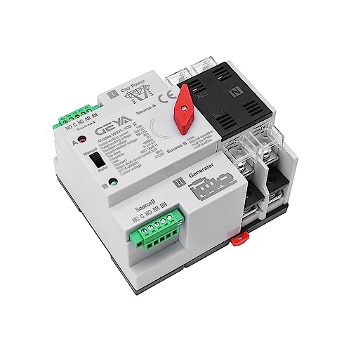 GEYA Automatischer Transferschalter Elektrische Schalter Doppelschalter Netzschalter 2-polig 100A 220V 50/60Hz Netzwerk zu Wechselstromgenerator (schwarz) von GEYA