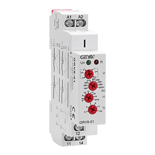GEYA Einphasiges Spannungsrelais,einstellbar Über- oder Unterspannungsschutz Überwachungsrelais 1Kontakte 10A (GRV8-01,AC230V) von GEYA