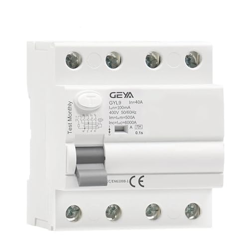 GEYA Elektromagnetischer Fehlerstromschutzschalter Typ A ELCB RCD RCCB Pulsierender Reststrom erkennen (4P-40A-100mA) von GEYA