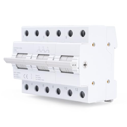 GEYA Umschalter 3P 125A Lasttrennschalter Dual Power Manual Transfer Isolating Switch AC 400V Interlock Schutzschalter Manueller Doppelleistungstransfer Trennschalter DIN-Schiene Montage. von GEYA