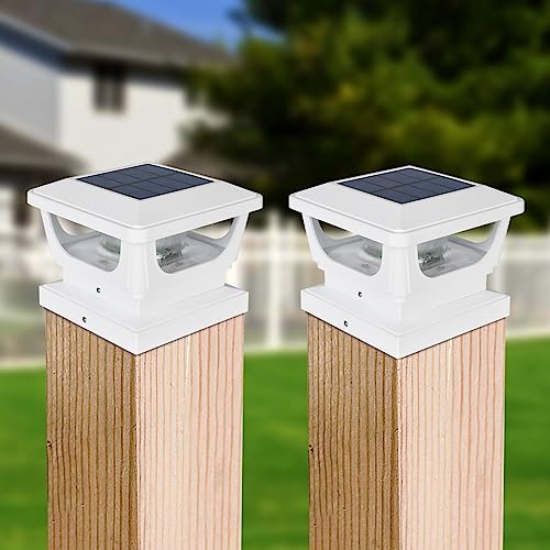 2pcs Pfostenkappe Solar 7x7 8x8 9x9 10x10, Solar Zaunpfosten Leuchte Solar Post Cap Light Solar Pfostenleuchte Pfostenlampen, IP65 Wasserdicht für Pfosten, Zaun (Größe: 7.6 bis 10.1cm) von GEYUEYA Home