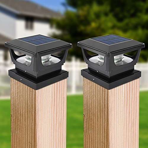 2pcs Solar Pfostenkappe 7x7 8x8 9x9 10x10, Solar Pfostenleuchte Solar Zaunpfosten Beleuchtung Solar Pfostenlampen Außen Solar Post Cap Light, IP65 Wasserdicht für Pfosten, Zaun (Größe: 7.6 bis 10.1cm) von GEYUEYA Home