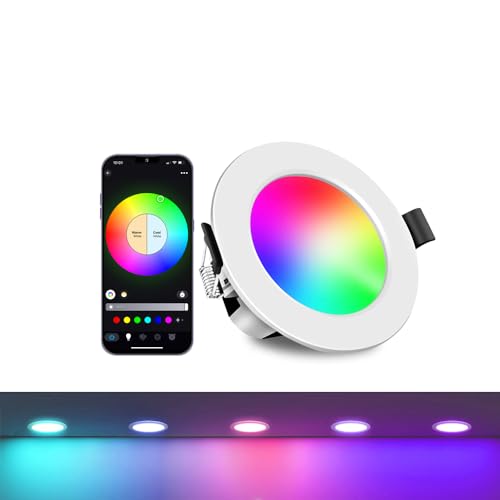 GEYUEYA Home Bluetooth RGBWC 5W LED Recessed Spotlights Dimmable LED Spotlights Flat Recessed Spot LED Ceiling Spotlights Downlight von GEYUEYA Home