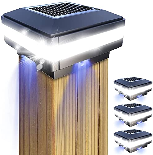 Solar Zaunpfosten Lampe - Solar Pfostenkappen Licht für 4x4 5x5 6x6, Holzpfosten, Zaun,Terrasse, Garten, Hof, IP65 Wasserdicht von GEYUEYA Home