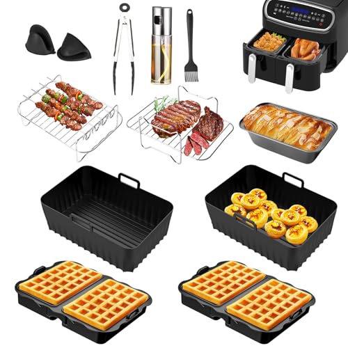 Heißluftfritteuse Zubehör Ninja Dual Zone, Zubehör Heißluftfritteuse Ninja Airfryer Zubehör, BPA-frei, Airfryer Zubehör für Ninja Foodi AF400EU AF300EU, COSORI XXL, 7,6L-9,5L Heißluftfritteuse von GEYUEYA Home
